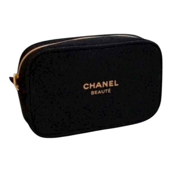 Chanel Beaute Shiny Black Cosmetic Pouch - New In Box - Picture 1 of 4